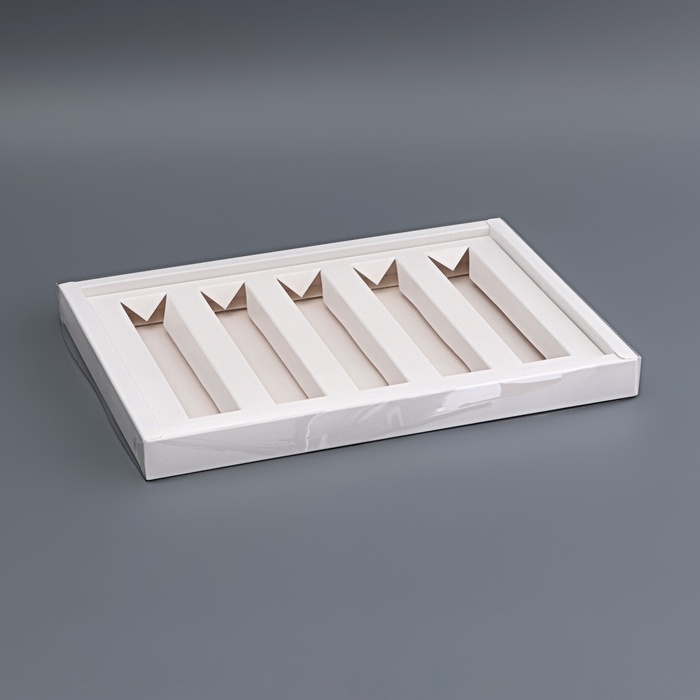 Коробка для 5 мини-батончиков, белая, 27,5 х 20 х 2,3 см. Кондитерская упаковка Коробка для 5 мини-батончиков, белая, 27,5 х 20 х 2,3 см. Кондитерская упаковка