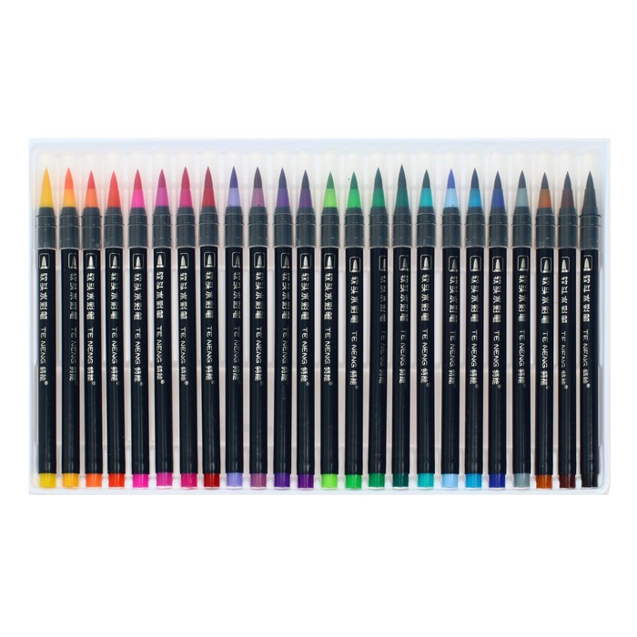 Фломастеры, 24 цвета, в пластиковой коробке, вентилируемый колпачок, "Кисти"