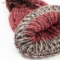 Шапка MINAKU вязаная с помпоном и подворотом, цвет апельсиновый, размер 52-54 Шапка MINAKU вязаная с помпоном и подворотом, цвет апельсиновый, размер 52-54