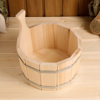 Шайка-ушат, бадья из липы, 5 л, одноручная, нержавеющий обруч, "Добропаровъ"