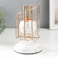 Подсвечник металл на 1 свечу "Белый мрамор с золотыми трещинками. Лестница" 23х13х13 см