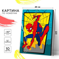 Картина по номерам для детей, 20х30 см, Человек-паук Картина по номерам для детей, 20х30 см, Человек-паук