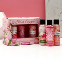 Подарочный набор косметики &laquo;Весна в сердце!&raquo;, гель для душа 3 х 100 мл, ЧИСТОЕ СЧАСТЬЕ