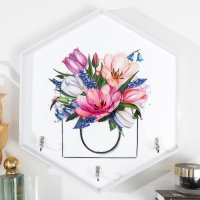 Крючки декоративные 3 крючка "Тюльпаны в пакете" 34х30 см Крючки декоративные 3 крючка "Тюльпаны в пакете" 34х30 см