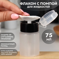 Флакон с помпой, 75 мл, цвет чёрный/прозрачный Флакон с помпой, 75 мл, цвет чёрный/прозрачный