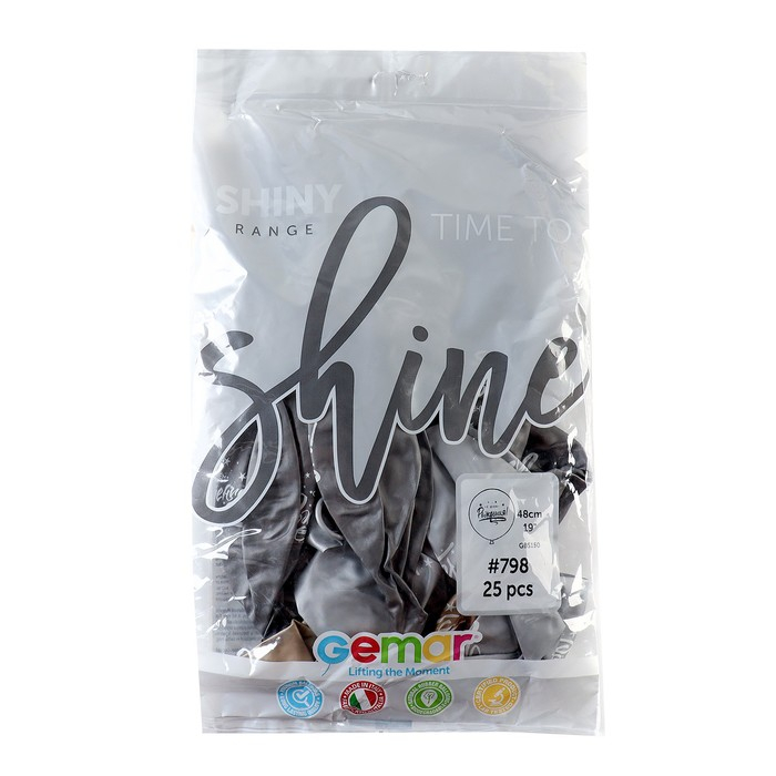 Шар латексный 18" &laquo;С днём рождения&raquo; хром, набор 25 шт.