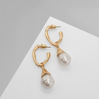 Серьги с жемчугом &laquo;Абстракция&raquo; фортуна, цвет золото