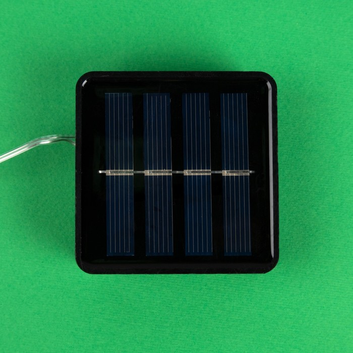 Гирлянда &laquo;Нить&raquo; 10 м роса, IP44, серебристая нить, 100 LED, свечение тёплое белое, 2 режима, солнечная батарея