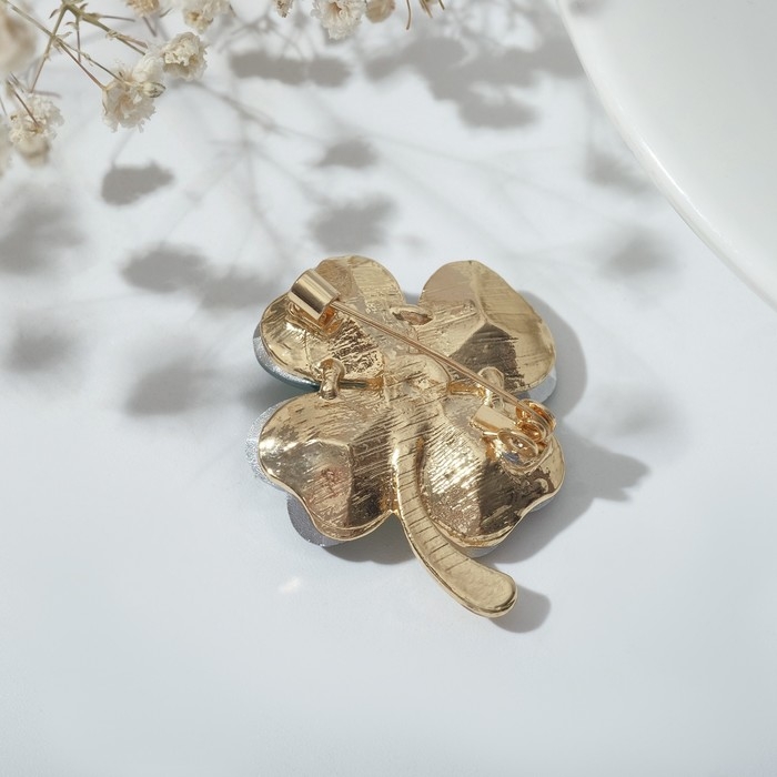 Брошь &laquo;Клевер&raquo; роскошный, цвет тёмно-зелёный в золоте