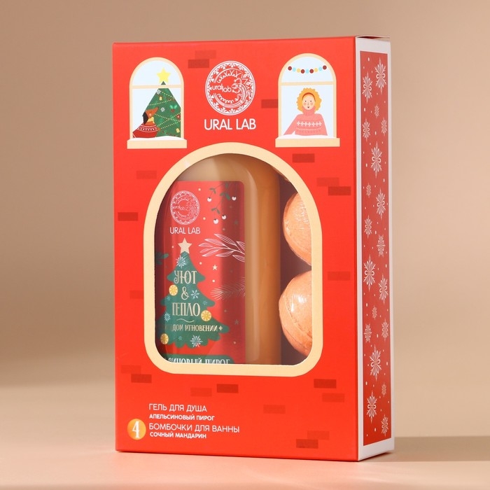 Подарочный набор косметики &laquo;Уют и тепло&raquo;, гель для душа 300 мл и бомбочки для ванны 4 х 40 г, Новый Год