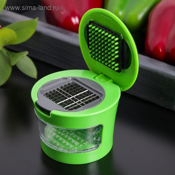Приспособление для нарезки чеснока &laquo;Прино&raquo;, 2 насадки, 7,5&times;7,5&times;6 см, цвет зелёный