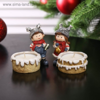 Сувенир полистоун подсвечник со свечой "Мальчик/Девочка в шапочке-зверька" МИКС 7,2х8х5,2 см Сувенир полистоун подсвечник со свечой "Мальчик/Девочка в шапочке-зверька" МИКС 7,2х8х5,2 см