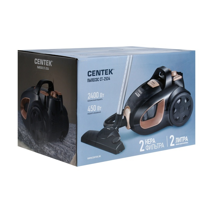 Пылесос Centek CT-2534, 2400/450 Вт, 2 л, бронзово-черный Пылесос Centek CT-2534, 2400/450 Вт, 2 л, бронзово-черный