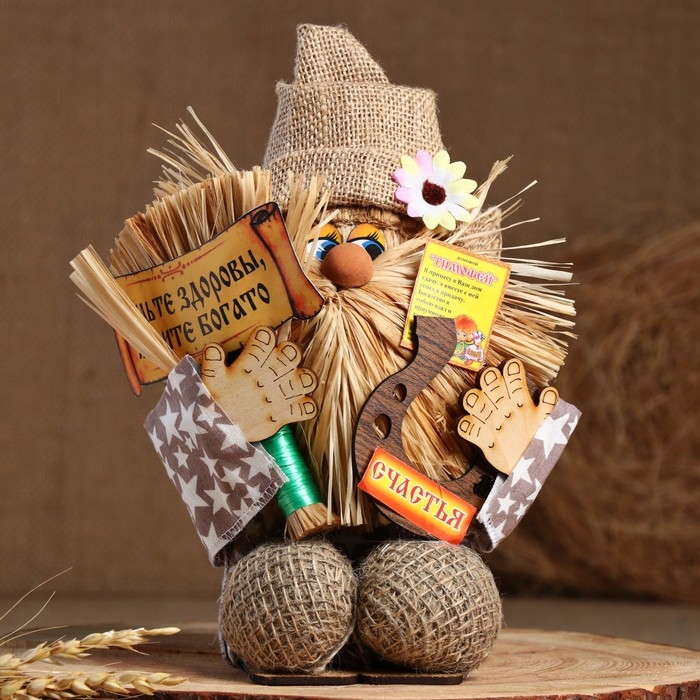 Оберег-домовой Оберег-домовой "Тимофей с метлой и подковой" , 25х22х13 см, микс