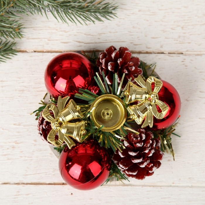 Подсвечник на одну свечу Подсвечник на одну свечу "Колокольчики" шишки, шарики, 11х4 см отв d-2 см