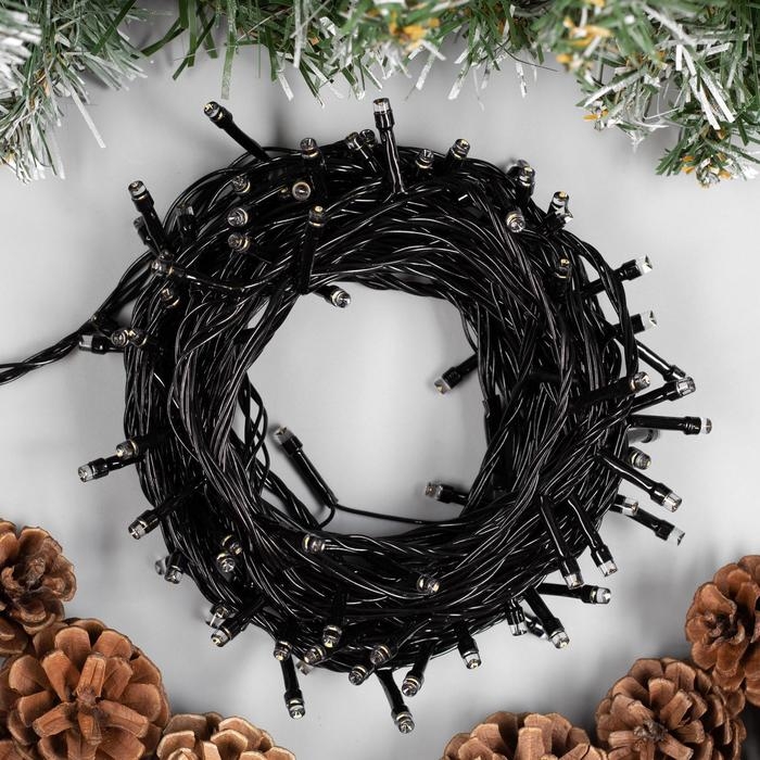 Гирлянда &laquo;Нить&raquo; 10 м, IP20, тёмная нить, 100 LED, свечение тёплое белое, 8 режимов, 220 В