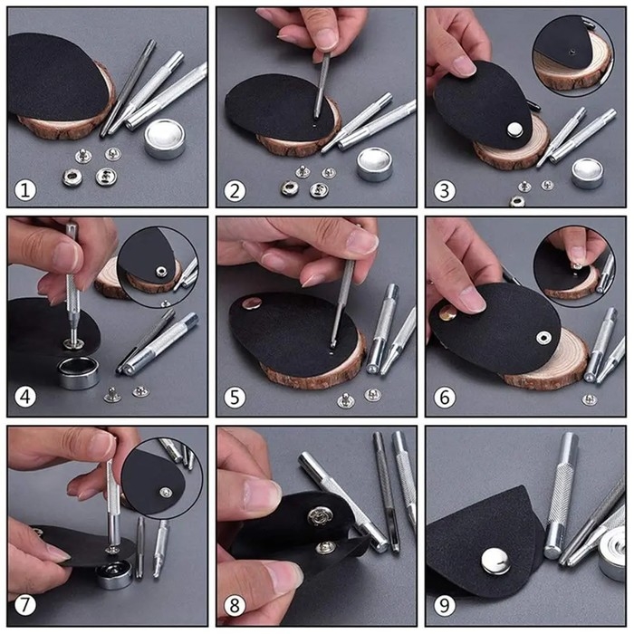 Набор инструментов для ручной установки S-образных кнопок, с колодцем, №633, d = 12 мм Набор инструментов для ручной установки S-образных кнопок, с колодцем, №633, d = 12 мм