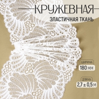 Кружевная эластичная ткань, 180 мм &times; 2,7 &plusmn; 0,5 м, цвет белый