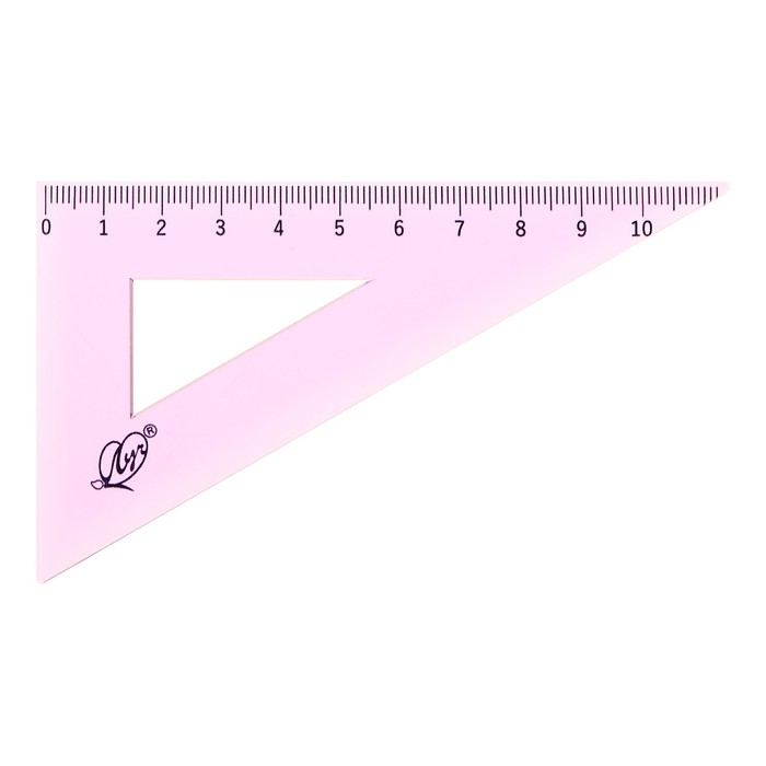 Набор чертёжный 4 предмета (линейка 15 см, угольник 30 &deg;/ 60 &deg;, 10 см; угольник 45 &deg;/ 45 &deg;, 8 см; транспортир 180 &deg;, 9 см), прозрачный розовый