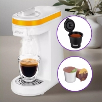 Кофеварка Kitfort KT-7122-3, капсульная, 800 Вт, 0.36 л, бело-жёлтая Кофеварка Kitfort KT-7122-3, капсульная, 800 Вт, 0.36 л, бело-жёлтая