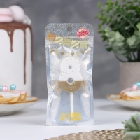 Свеча в торт "Манхеттен", цифра "8", белая с золотом, 5 см