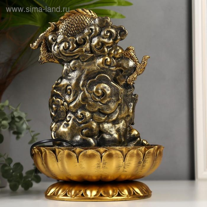 Фонтан настольный от сети, подсветка Фонтан настольный от сети, подсветка "Золотой дракон" 32х23х23 см