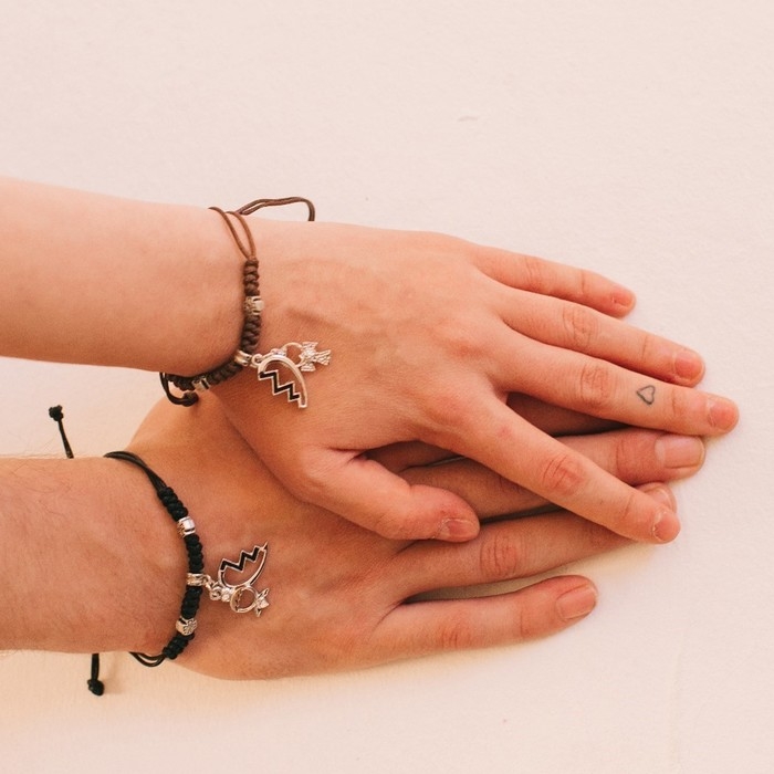 Браслеты &laquo;Неразлучники&raquo; две половинки, цвет чёрно-коричневый, L=12,5 см