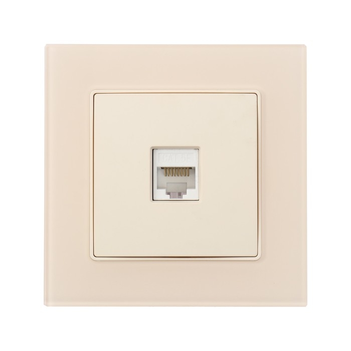 Розетка компьютерная одноместная TOT Matte Glass, скрытая, стекло, бежевая Розетка компьютерная одноместная TOT Matte Glass, скрытая, стекло, бежевая