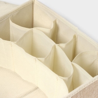 Органайзер для хранения белья LaDо́m &laquo;Франческа&raquo;, 9 ячеек, с крышкой, 35&times;30&times;12 см, цвет бежевый