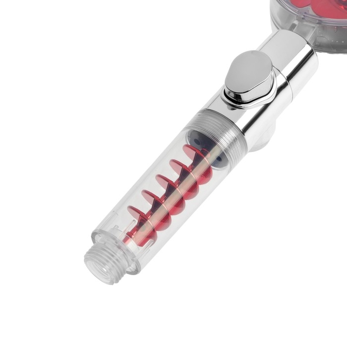 Лейка для душа ZEIN Z4088, микроточки, кнопка Лейка для душа ZEIN Z4088, микроточки, кнопка "стоп", вентилятор, спираль, красный/хром