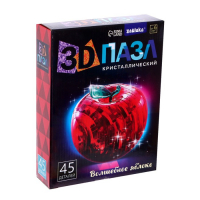 Пазл 3D кристаллический &laquo;Яблоко&raquo;, 45 деталей, световой эффект, цвета МИКС, работает от батареек