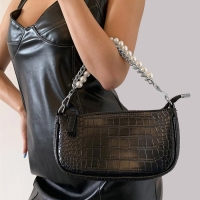 Цепочка для сумки, с жемчугом, d = 13 &plusmn; 1 мм, 2,3 &times; 16 &times; 11,5 мм, 29 &plusmn; 1 см, цвет серебряный