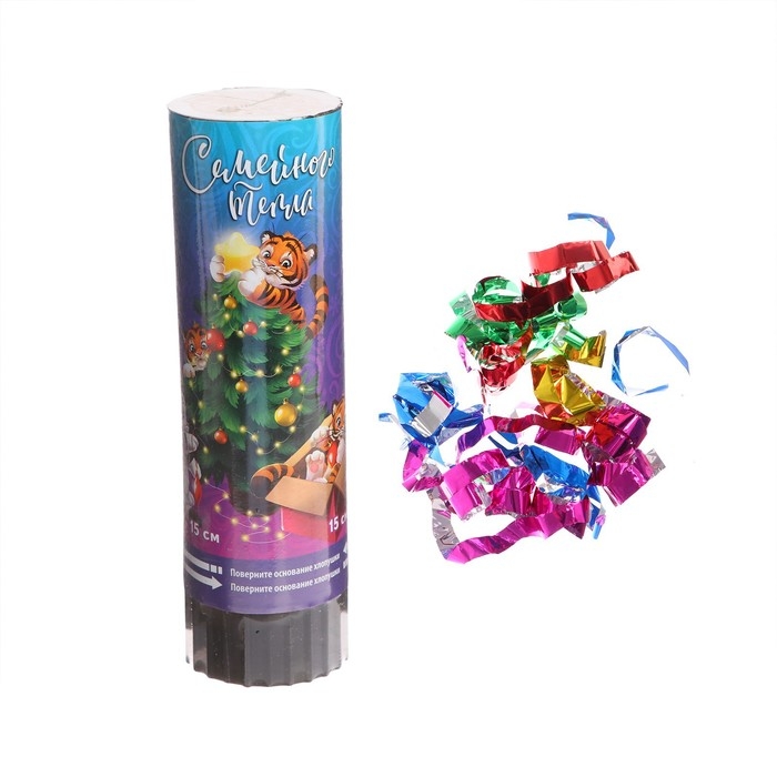 Новогодняя хлопушка пружинная поворотная «Семейного тепла», 15см Новогодняя хлопушка пружинная поворотная «Семейного тепла», 15см