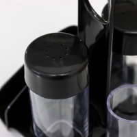 Набор для специй пластиковый &laquo;Рондо. Презент&raquo;, 3 шт, на подставке с салфетницей, цвет чёрный