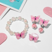 Набор детский &laquo;Выбражулька&raquo; 3 предмета: клипсы, браслет, кольцо, бабочки, цветной