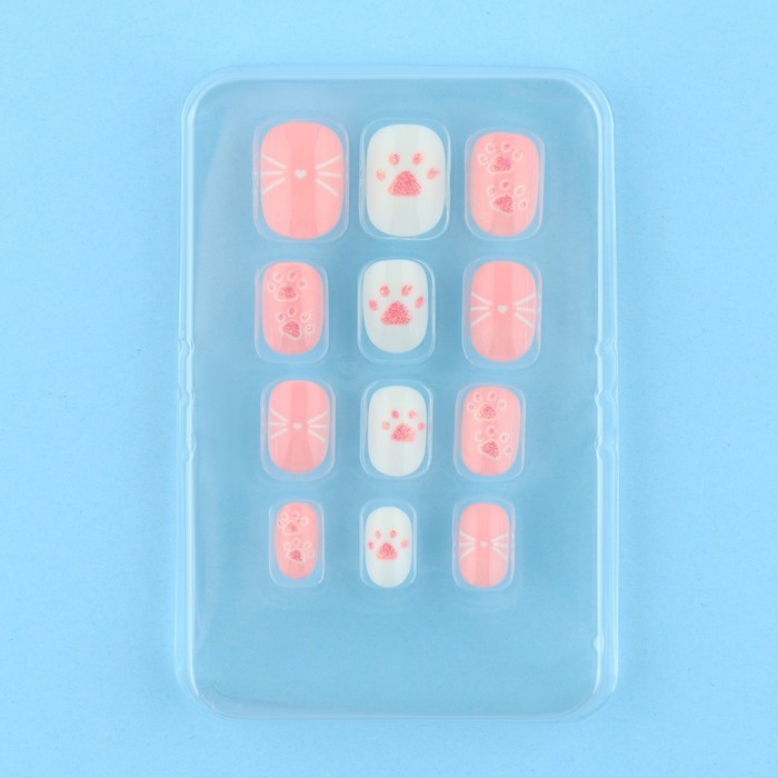 Детские накладные ногти &laquo;Милый котенок&raquo;, 12 шт