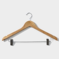 Плечики - вешалки для брюк и юбок Доляна, 45&times;27 см, 3 шт, с зажимами, деревянные сорт С, широкие плечики