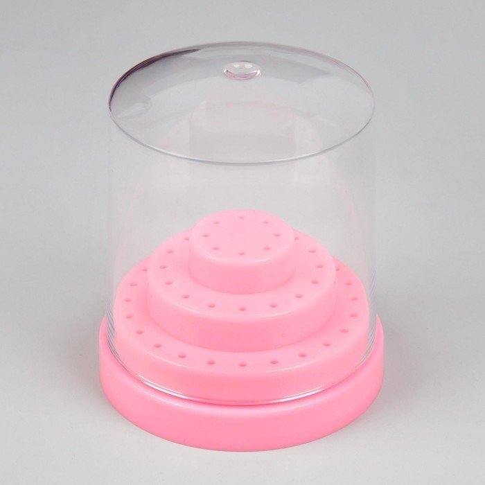 Подставка под фрезы, круглая, 48 отделений, d = 8 × 9,5 см, с крышкой, в картонной коробке, цвет розовый Подставка под фрезы, круглая, 48 отделений, d = 8 × 9,5 см, с крышкой, в картонной коробке, цвет розовый