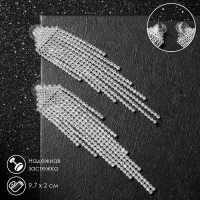 Серьги висячие со стразами «Водопад» пятиугольник, цвет белый в серебре, 9,7 см Серьги висячие со стразами «Водопад» пятиугольник, цвет белый в серебре, 9,7 см