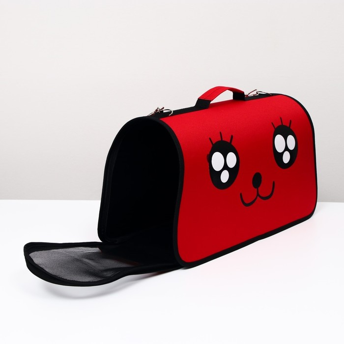 Сумка - переноска для животных Сумка - переноска для животных "Весёлый жук", красная, размер L, 53 х 21 х 29 см