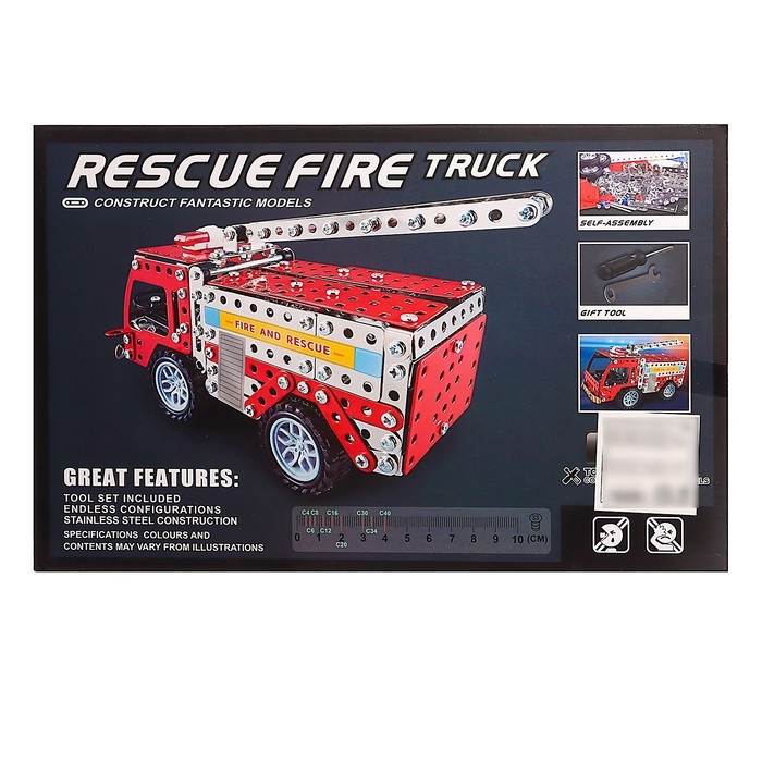 Конструктор металлический &laquo;Пожарная машина&raquo;, 292 детали