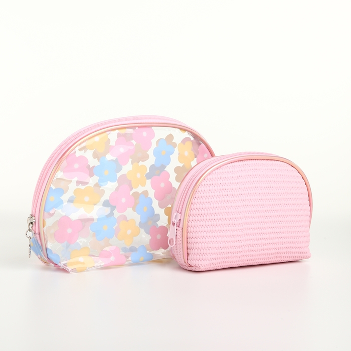 Набор косметичек 2 в 1 на молнии, цвет розовый Набор косметичек 2 в 1 на молнии, цвет розовый