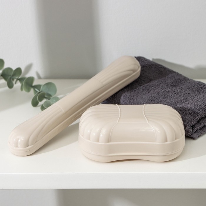 Набор &laquo;Дорожный&raquo;, 2 предмета: мыльница, футляр для зубной щетки, цвета МИКС