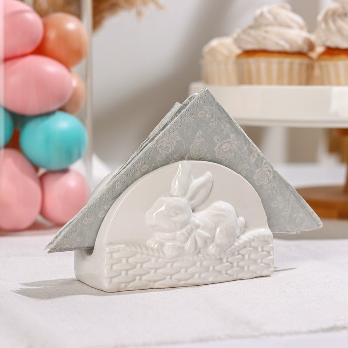 Салфетница Доляна &laquo;Зайка&raquo;, 11,5&times;5,5&times;7,5 см, цвет белый