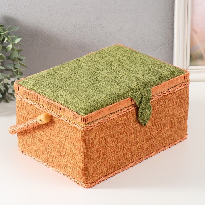 Шкатулка для рукоделия Шкатулка для рукоделия "Зелёно-оранжевая" 19х26х14,5 см