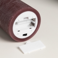 Светодиодная свеча бордовая, 7.5 &times; 12.5 &times; 7.5 см, воск, пластик, батарейки АААх2 (не в комплекте), свечение тёплое белое