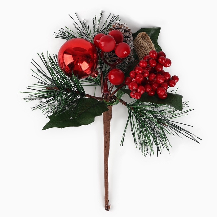 Новогодний декор, веточка "Зимние настроение" 17х13х10 см