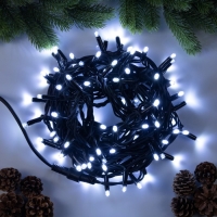 Гирлянда &laquo;Нить&raquo; 10 м, IP65, УМС, тёмная каучуковая нить, 100 LED, свечение белое, 220 В