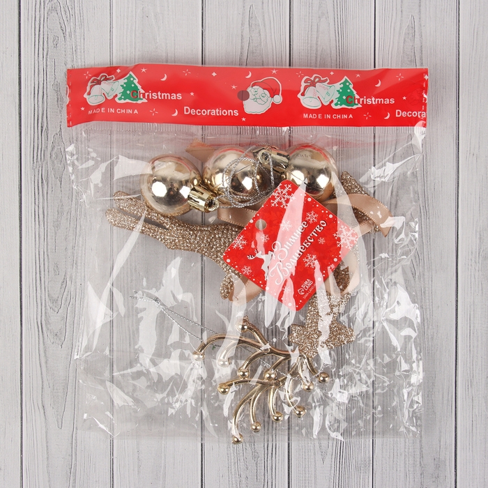 Украшение новогоднее "Уютная сказка" шарики олень, 11х20 см, золото