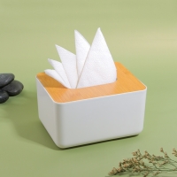 Органайзер для хранения салфеток «BAMBOO», 17 × 13 × 9,5 см, цвет белый/коричневый Органайзер для хранения салфеток «BAMBOO», 17 × 13 × 9,5 см, цвет белый/коричневый